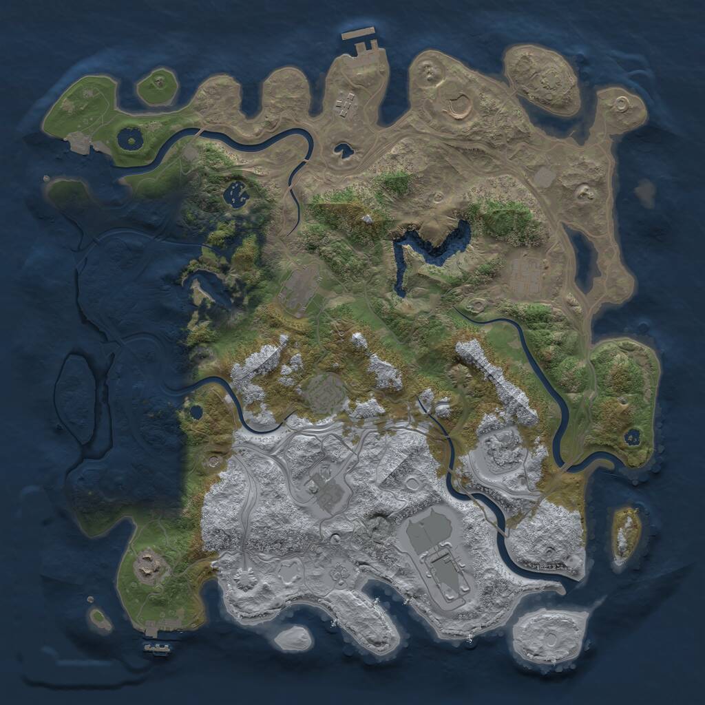 Rust Map: Procedural Map, Size: 4250, Seed: 909955, 16 Monuments