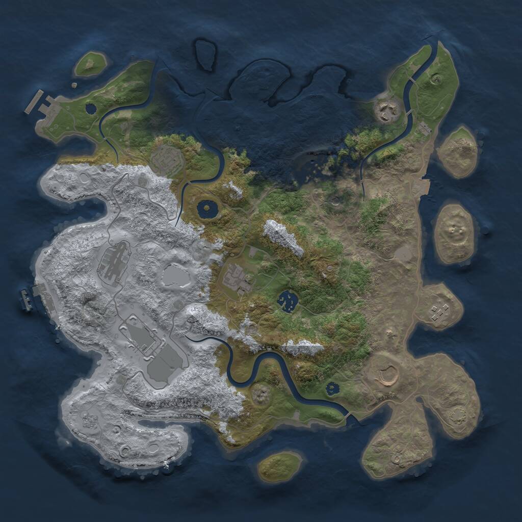 Rust Map: Procedural Map, Size: 3850, Seed: 422221345, 15 Monuments