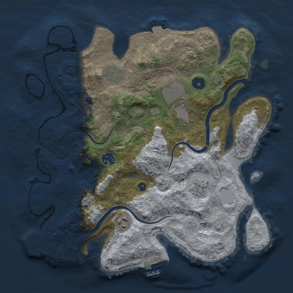 Rust Map: Procedural Map, Size: 3500, Seed: 568841201, 12 Monuments