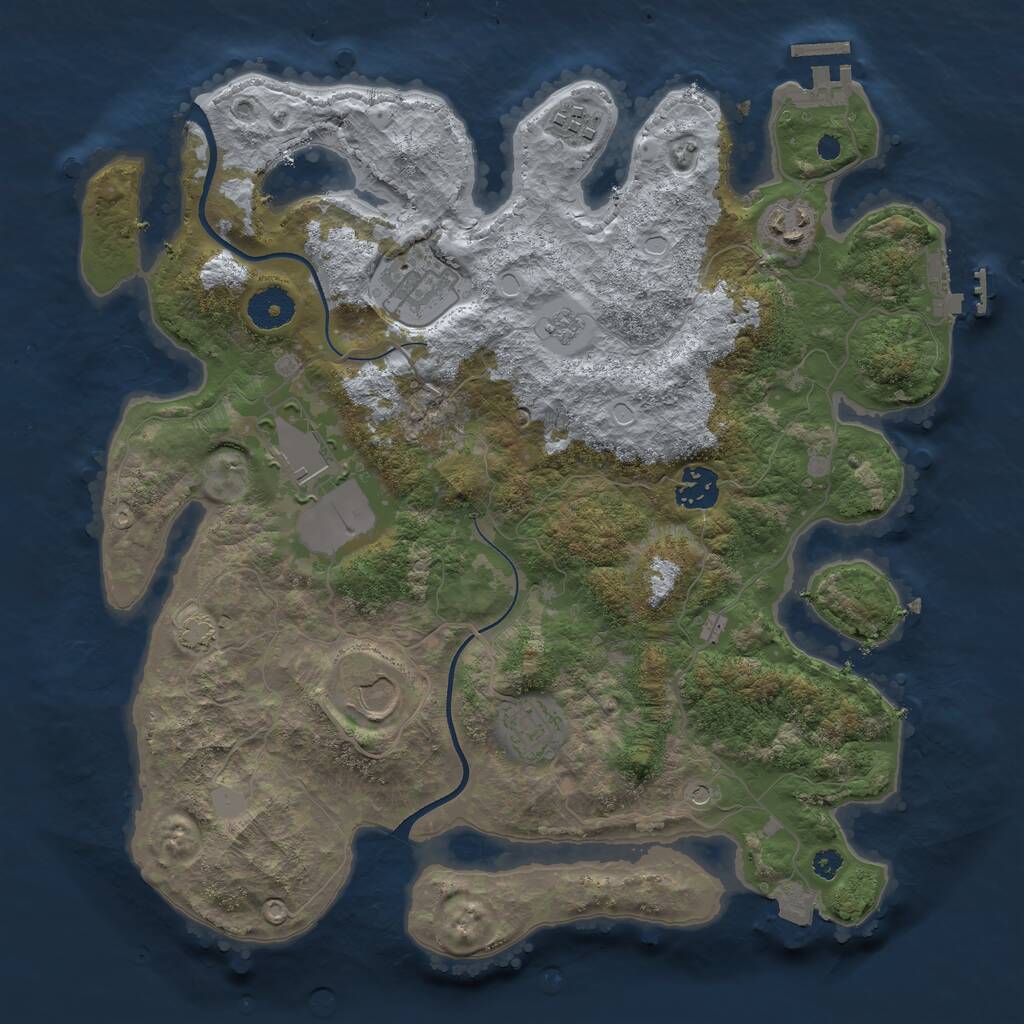 Rust Map: Procedural Map, Size: 3500, Seed: 2004106136, 13 Monuments