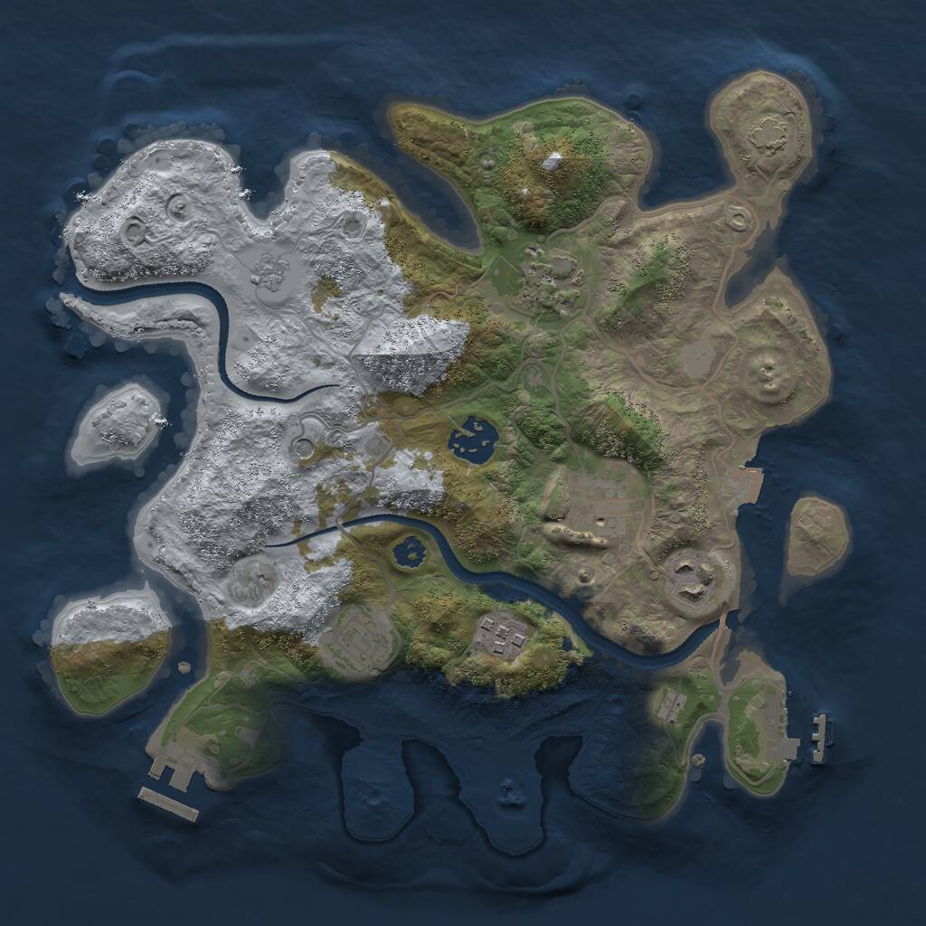 Rust Map: Procedural Map, Size: 3000, Seed: 49689, 12 Monuments