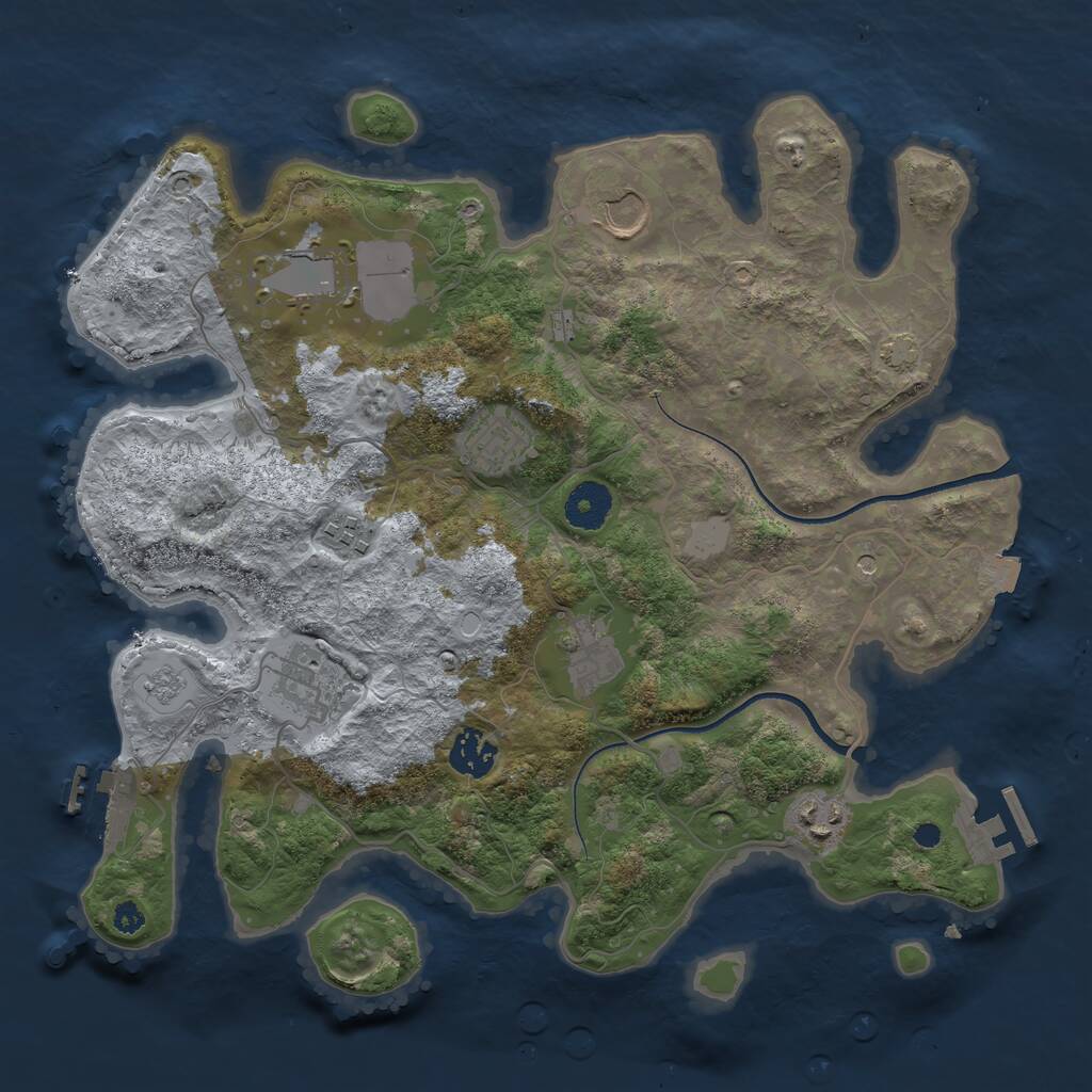 Rust Map: Procedural Map, Size: 3500, Seed: 653670866, 14 Monuments