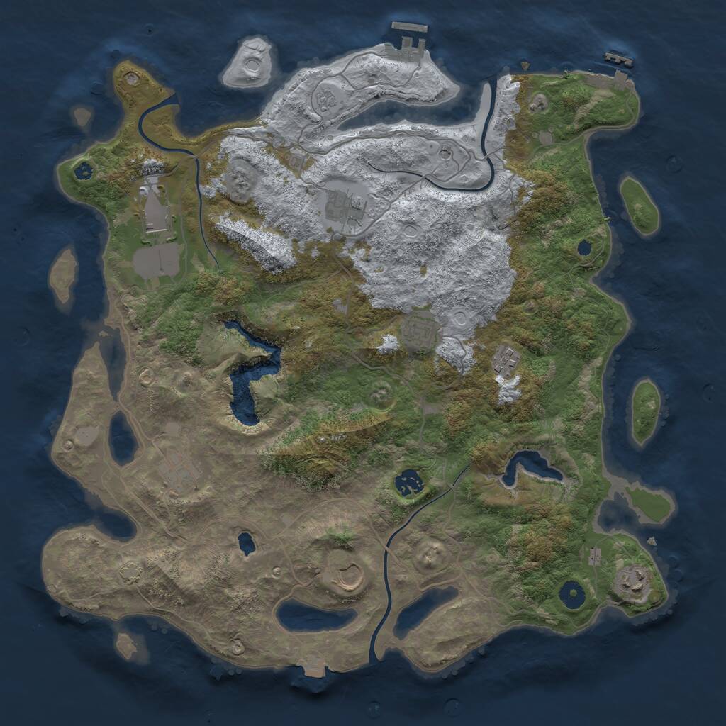 Rust Map: Procedural Map, Size: 4100, Seed: 28112024, 14 Monuments