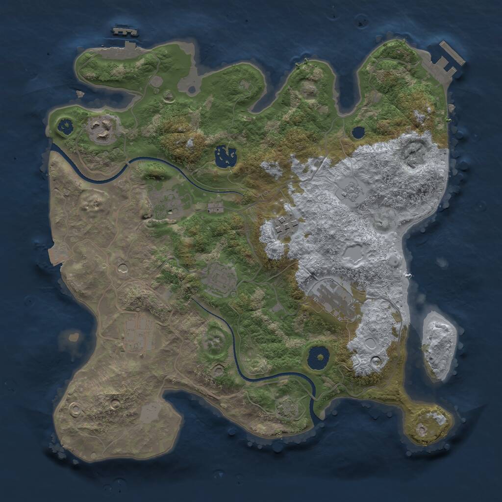 Rust Map: Procedural Map, Size: 3250, Seed: 1880755934, 13 Monuments