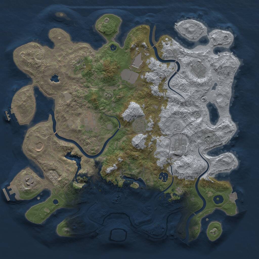 Rust Map: Procedural Map, Size: 4050, Seed: 26919546, 16 Monuments