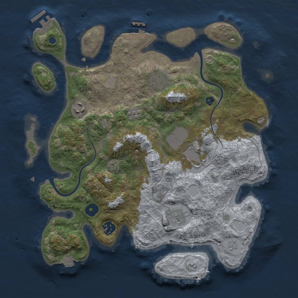 Rust Map: Procedural Map, Size: 3500, Seed: 1034141188, 12 Monuments