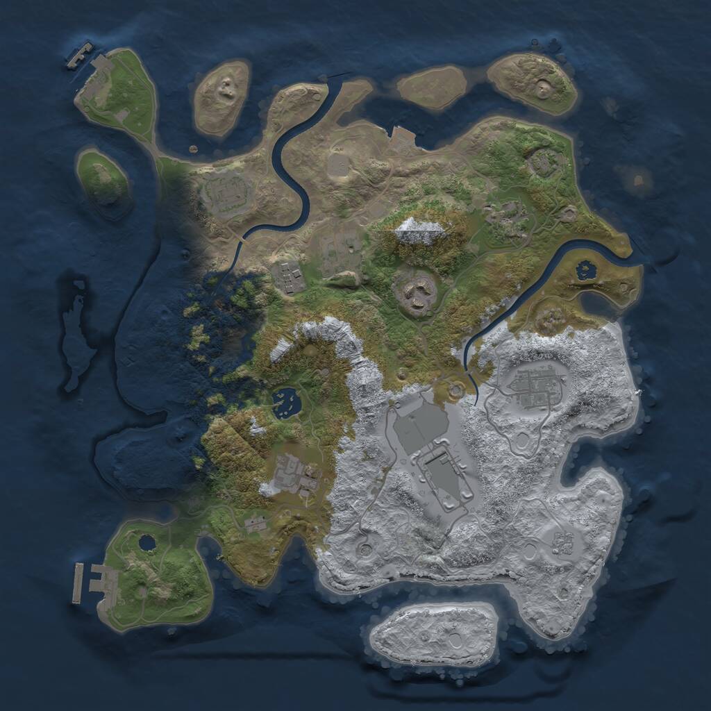 Rust Map: Procedural Map, Size: 3500, Seed: 1034141188, 15 Monuments