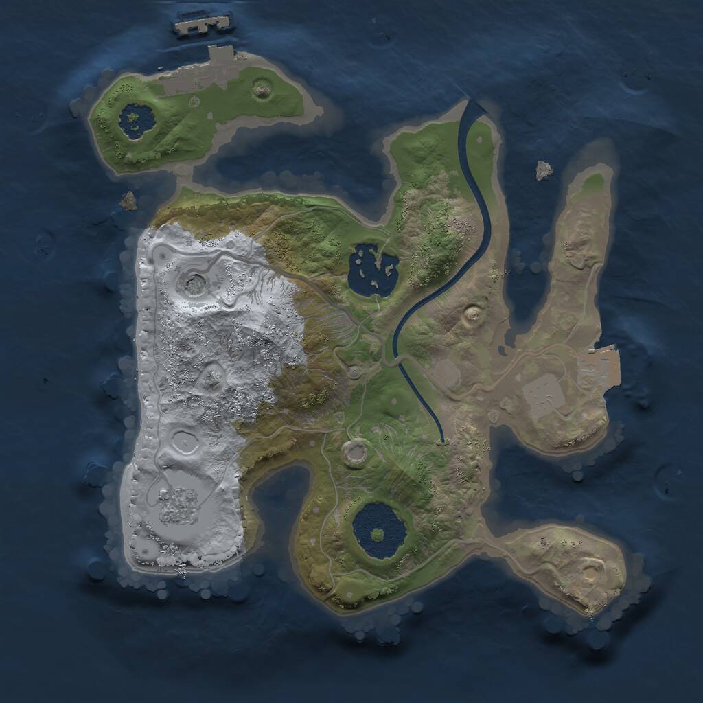 Rust Map: Procedural Map, Size: 2000, Seed: 1073881050, 5 Monuments