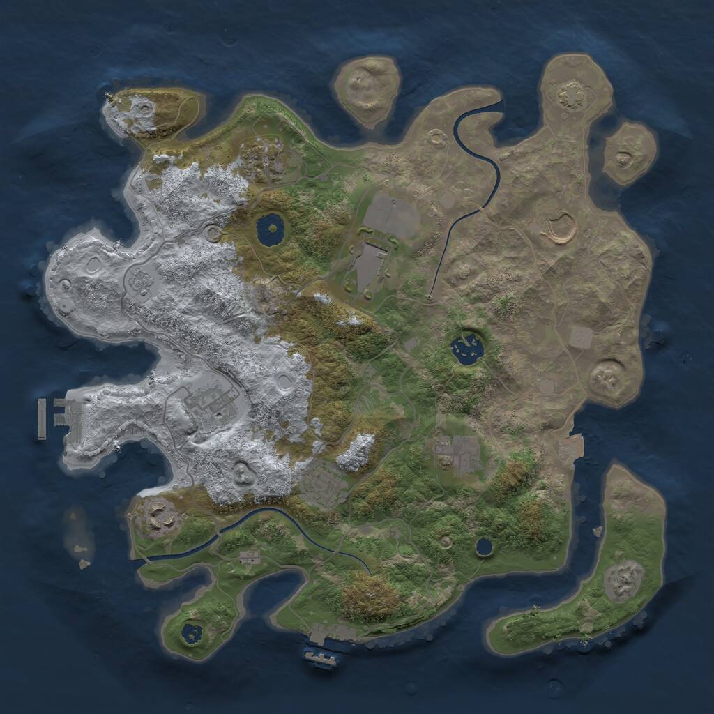 Rust Map: Procedural Map, Size: 3500, Seed: 896936606, 13 Monuments