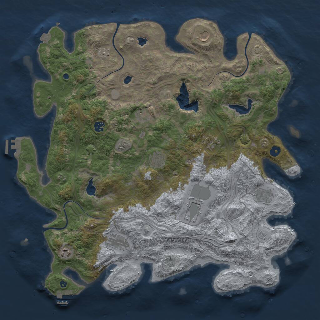 Rust Map: Procedural Map, Size: 4500, Seed: 677512, 16 Monuments