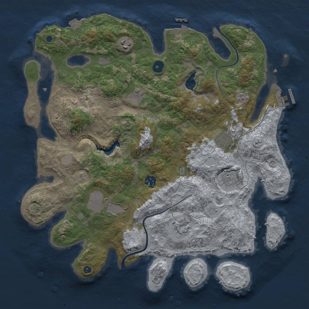 Rust Map: Procedural Map, Size: 4000, Seed: 877287107, 14 Monuments