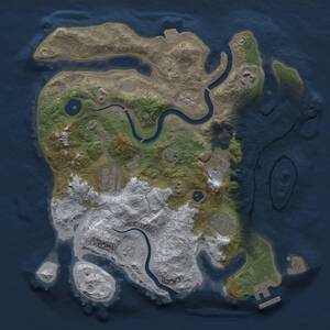 Thumbnail Rust Map: Procedural Map, Size: 3000, Seed: 1521551055, 11 Monuments