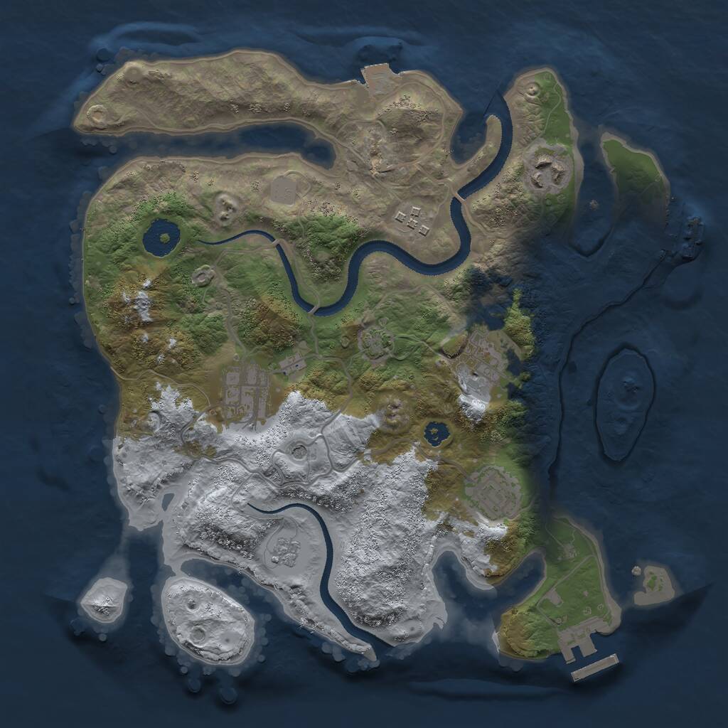 Rust Map: Procedural Map, Size: 3000, Seed: 1521551055, 11 Monuments
