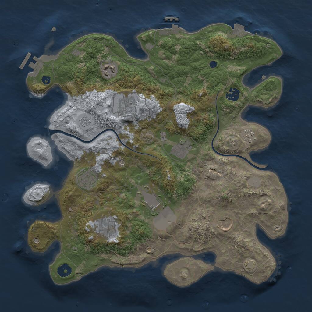 Rust Map: Procedural Map, Size: 3500, Seed: 491821932, 15 Monuments