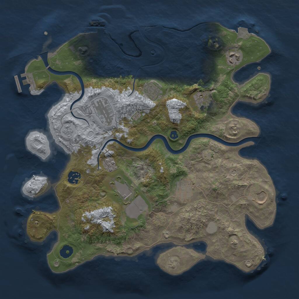 Rust Map: Procedural Map, Size: 3500, Seed: 491821932, 15 Monuments