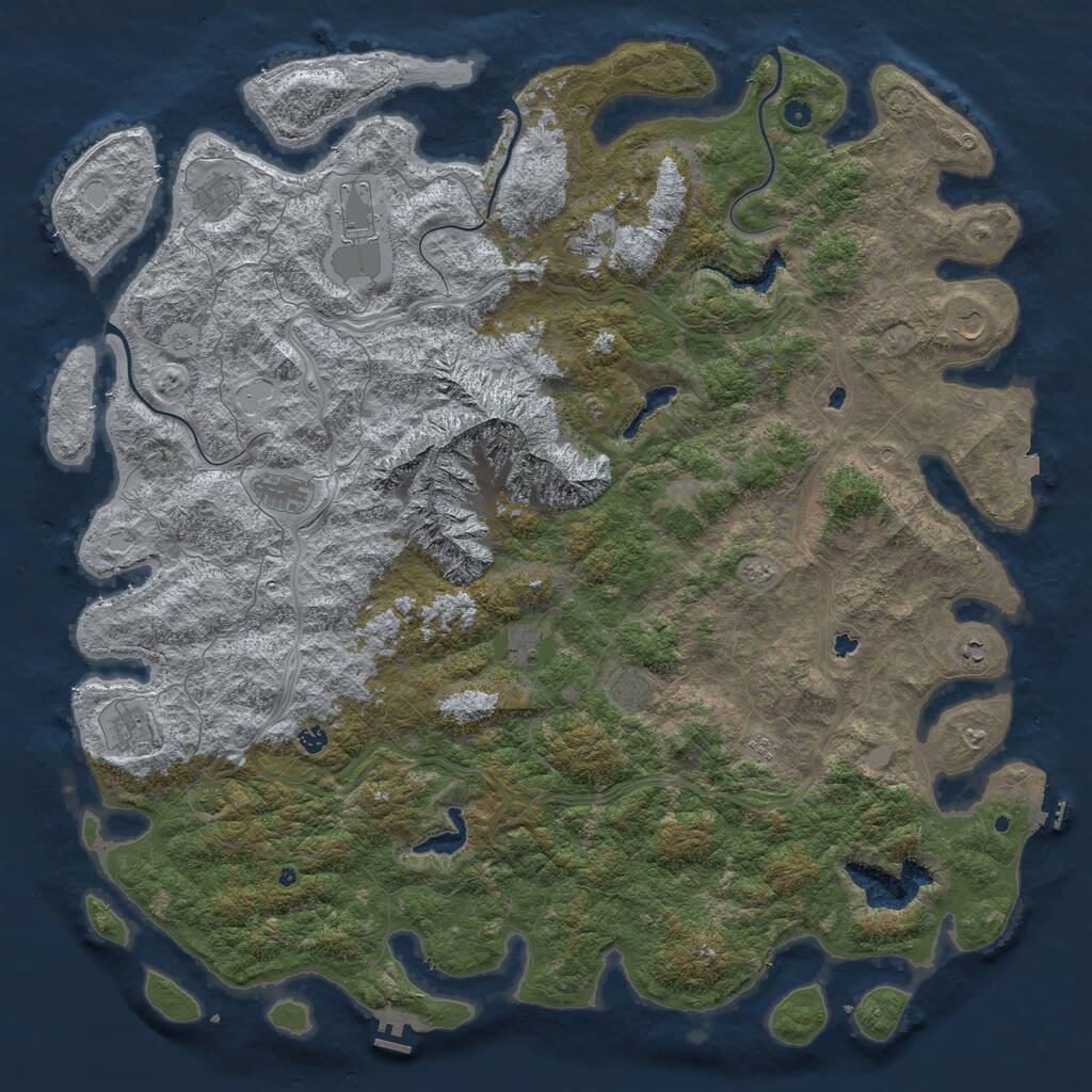 Rust Map: Procedural Map, Size: 6000, Seed: 131789528, 17 Monuments