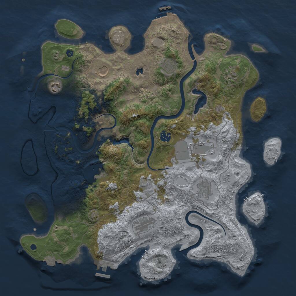 Rust Map: Procedural Map, Size: 4000, Seed: 13011031, 16 Monuments