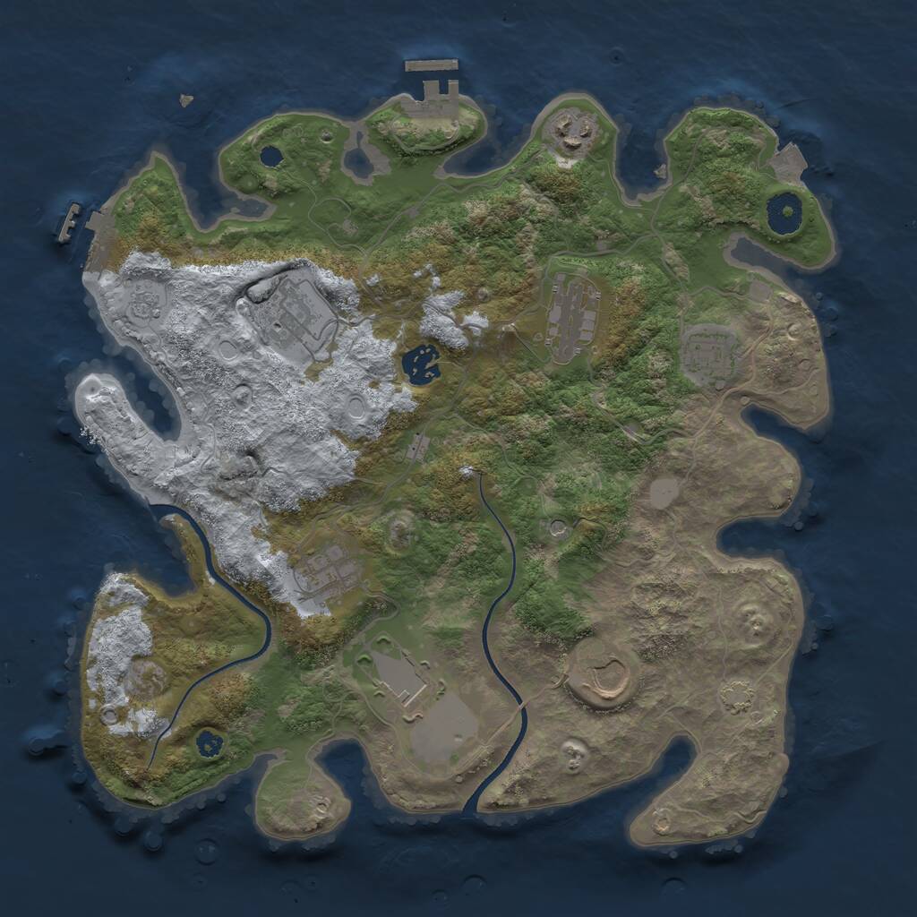 Rust Map: Procedural Map, Size: 3500, Seed: 2092039477, 14 Monuments