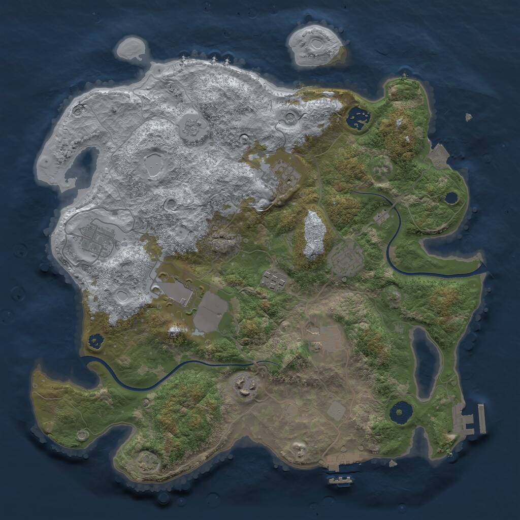 Rust Map: Procedural Map, Size: 3500, Seed: 1058149954, 14 Monuments
