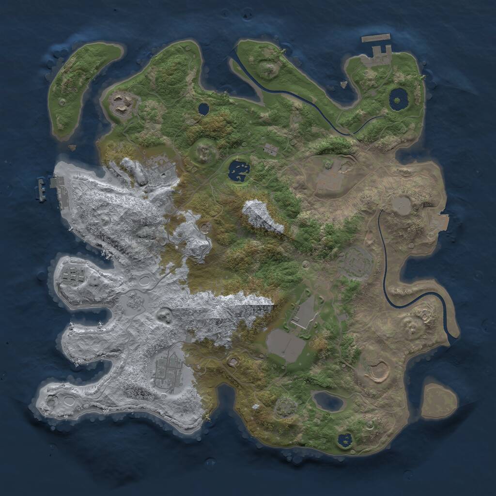 Rust Map: Procedural Map, Size: 3500, Seed: 1239945209, 15 Monuments