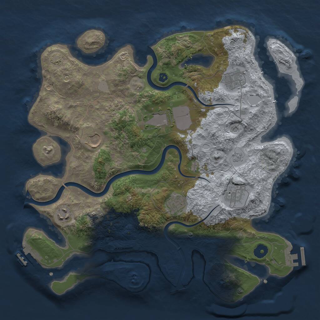 Rust Map: Procedural Map, Size: 3500, Seed: 1161441330, 13 Monuments