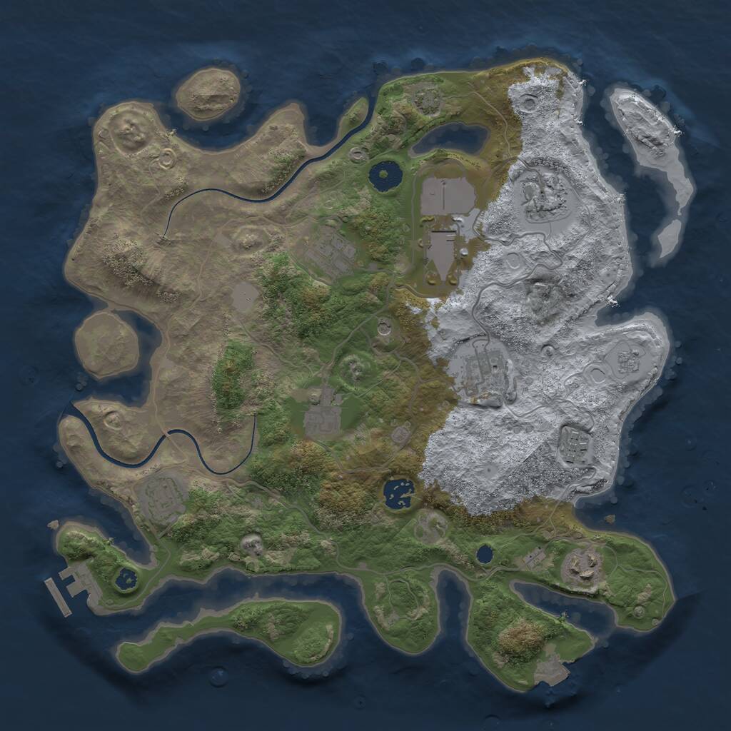 Rust Map: Procedural Map, Size: 3500, Seed: 1161441330, 14 Monuments