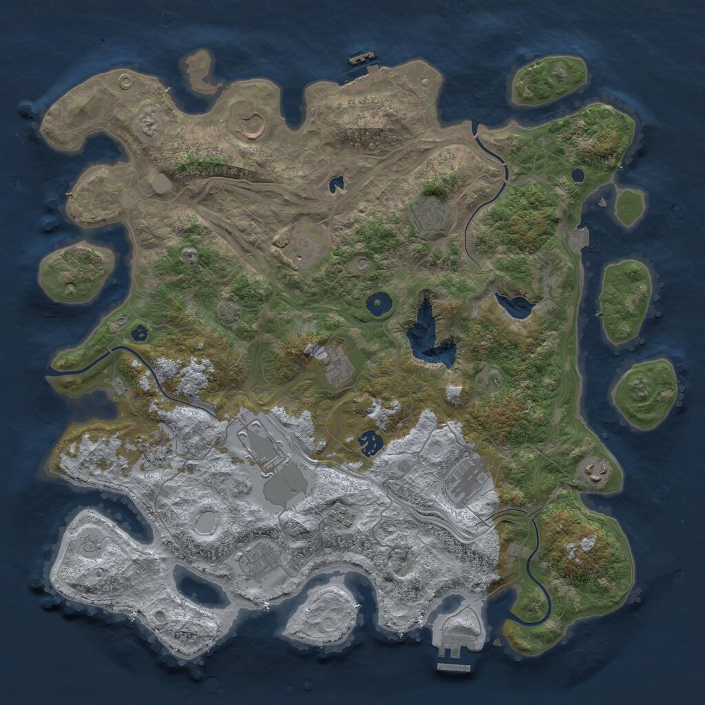 Rust Map: Procedural Map, Size: 4300, Seed: 253498012, 17 Monuments