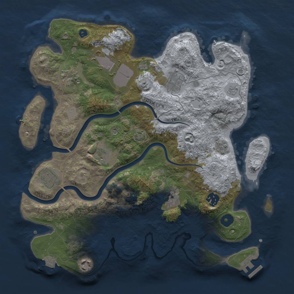 Rust Map: Procedural Map, Size: 3500, Seed: 430243884, 14 Monuments