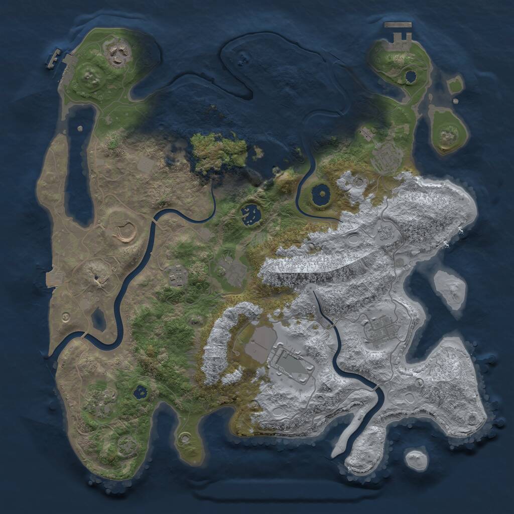 Rust Map: Procedural Map, Size: 3800, Seed: 75952129, 16 Monuments