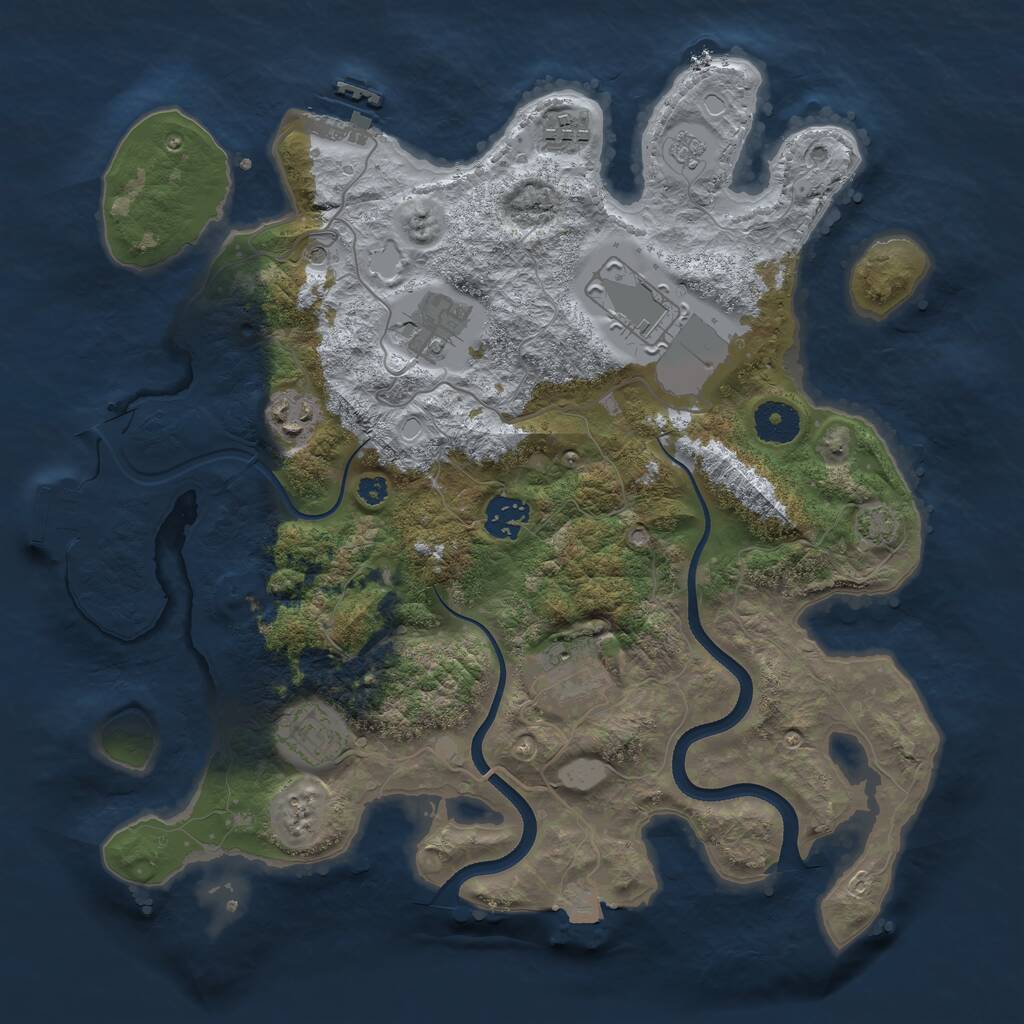 Rust Map: Procedural Map, Size: 3500, Seed: 52116, 13 Monuments