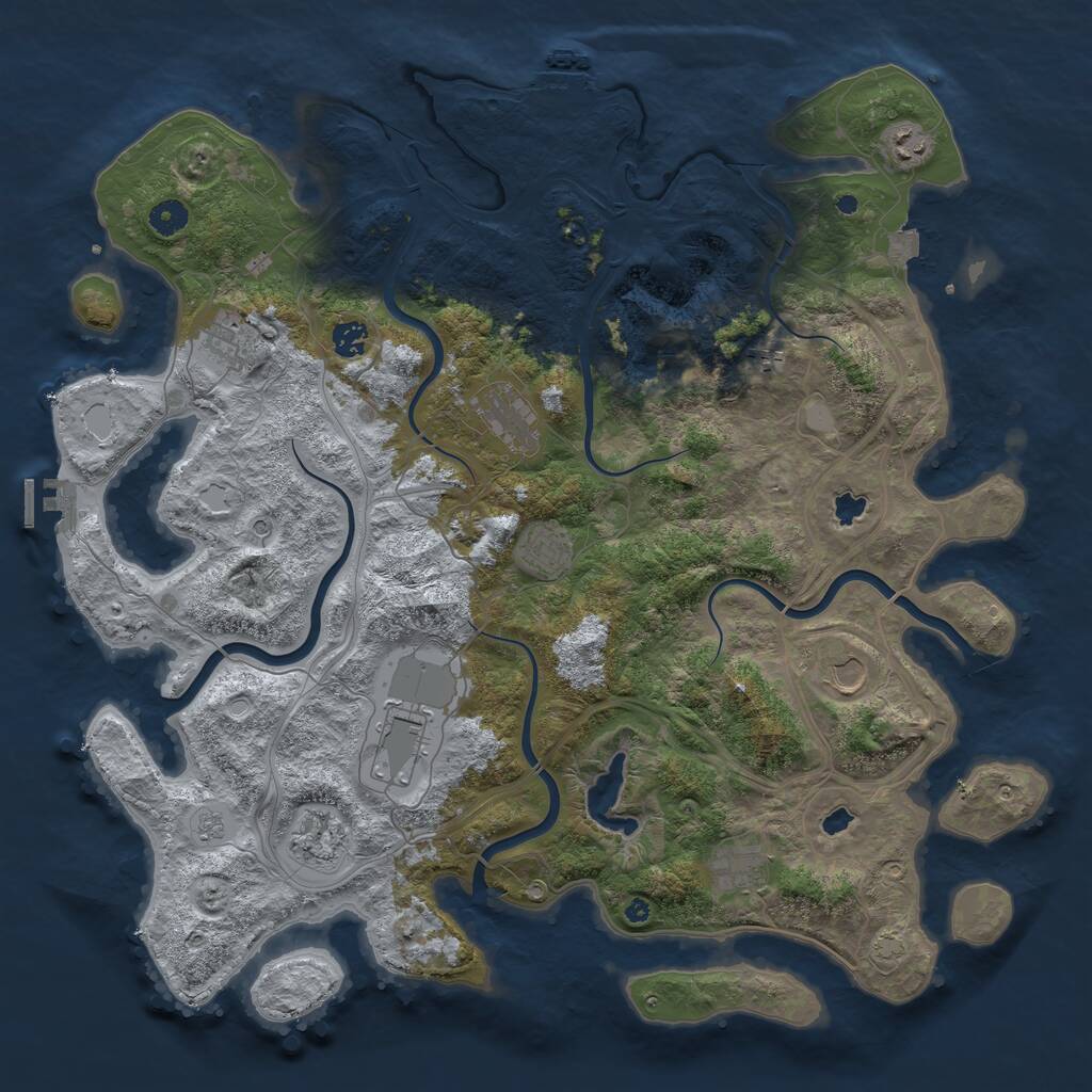 Rust Map: Procedural Map, Size: 4500, Seed: 104246458, 16 Monuments