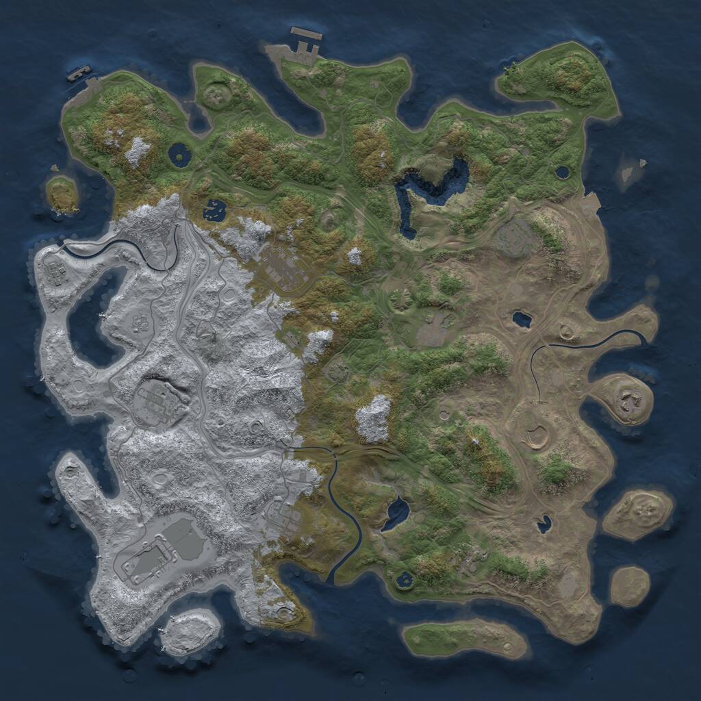 Rust Map: Procedural Map, Size: 4500, Seed: 104246458, 17 Monuments