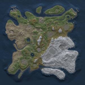 Thumbnail Rust Map: Procedural Map, Size: 3500, Seed: 1305688297, 13 Monuments