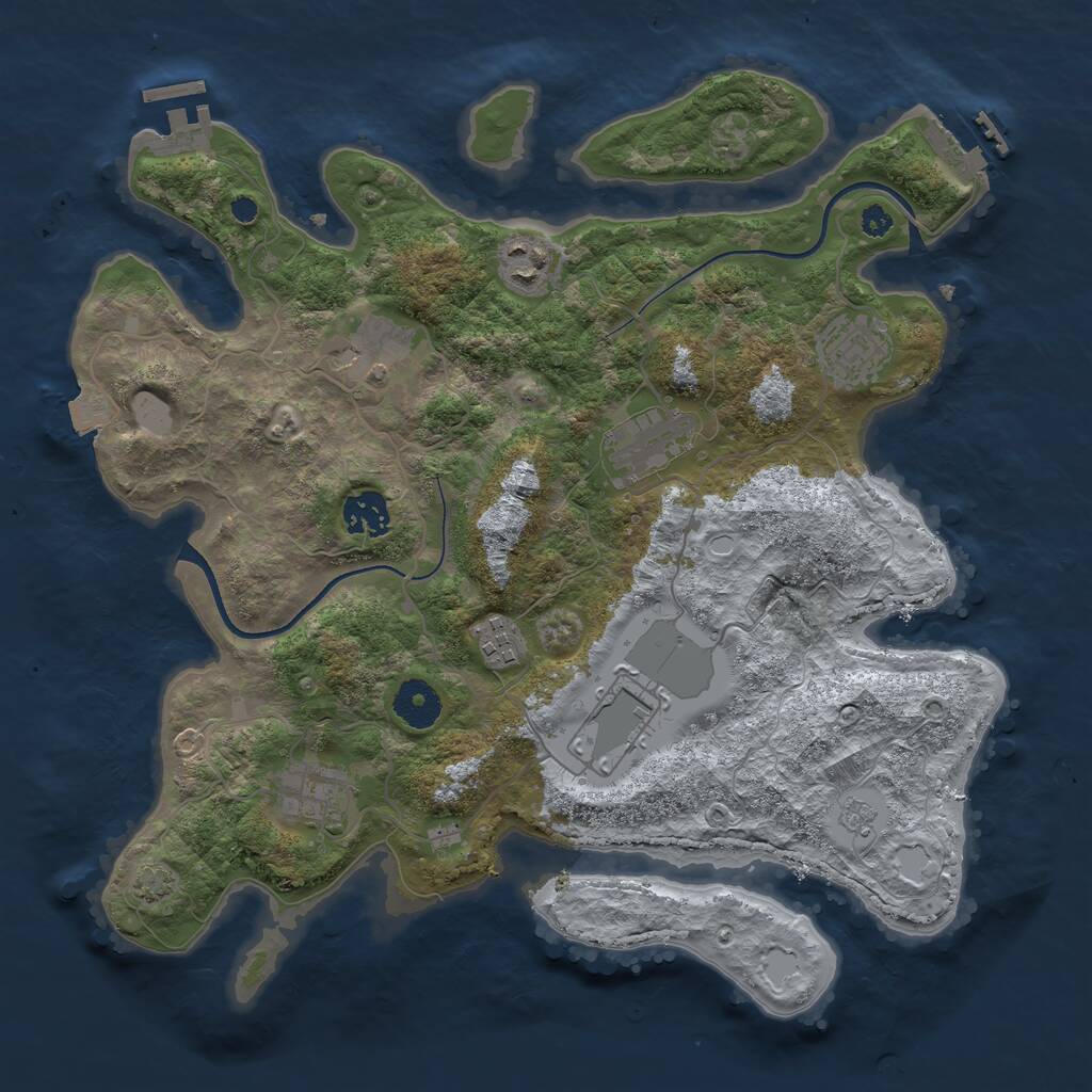 Rust Map: Procedural Map, Size: 3500, Seed: 1305688297, 13 Monuments