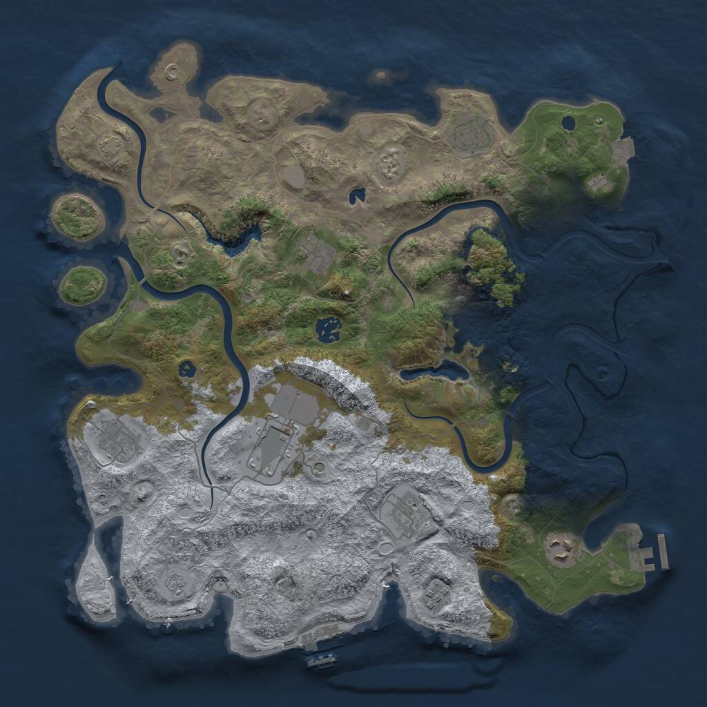 Rust Map: Procedural Map, Size: 4000, Seed: 1161737467, 14 Monuments