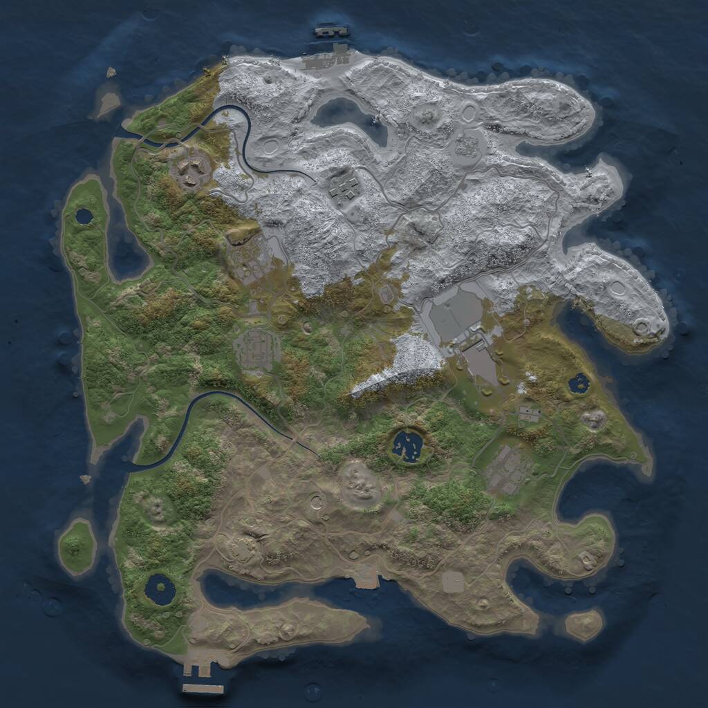 Rust Map: Procedural Map, Size: 3500, Seed: 253068035, 13 Monuments