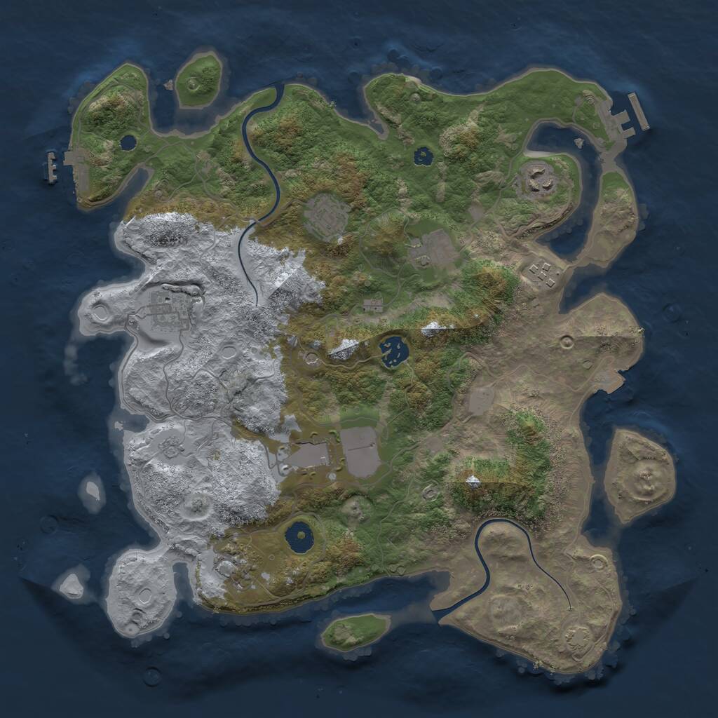 Rust Map: Procedural Map, Size: 3700, Seed: 998127, 14 Monuments