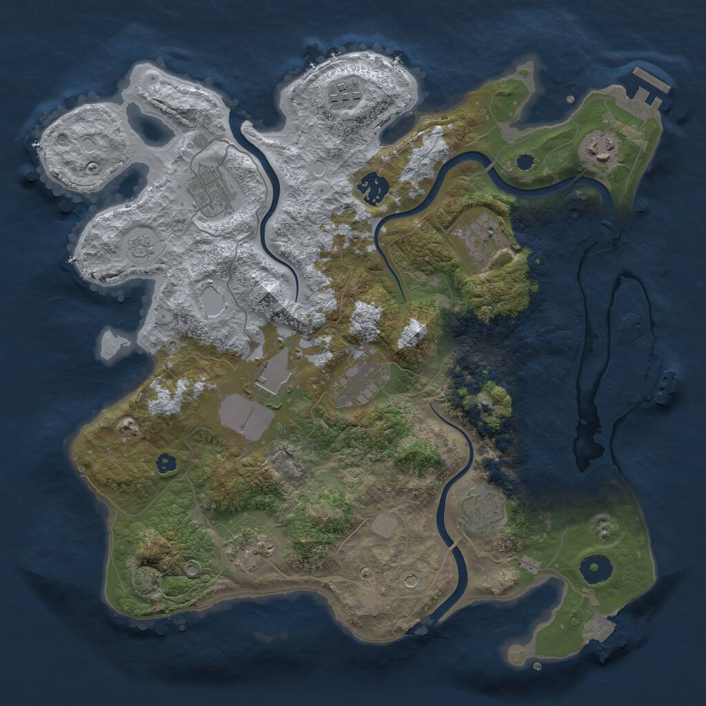 Rust Map: Procedural Map, Size: 3500, Seed: 938579023, 15 Monuments