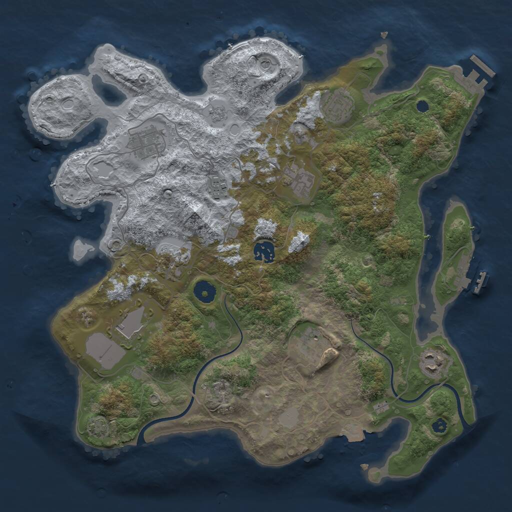 Rust Map: Procedural Map, Size: 3500, Seed: 938579023, 15 Monuments