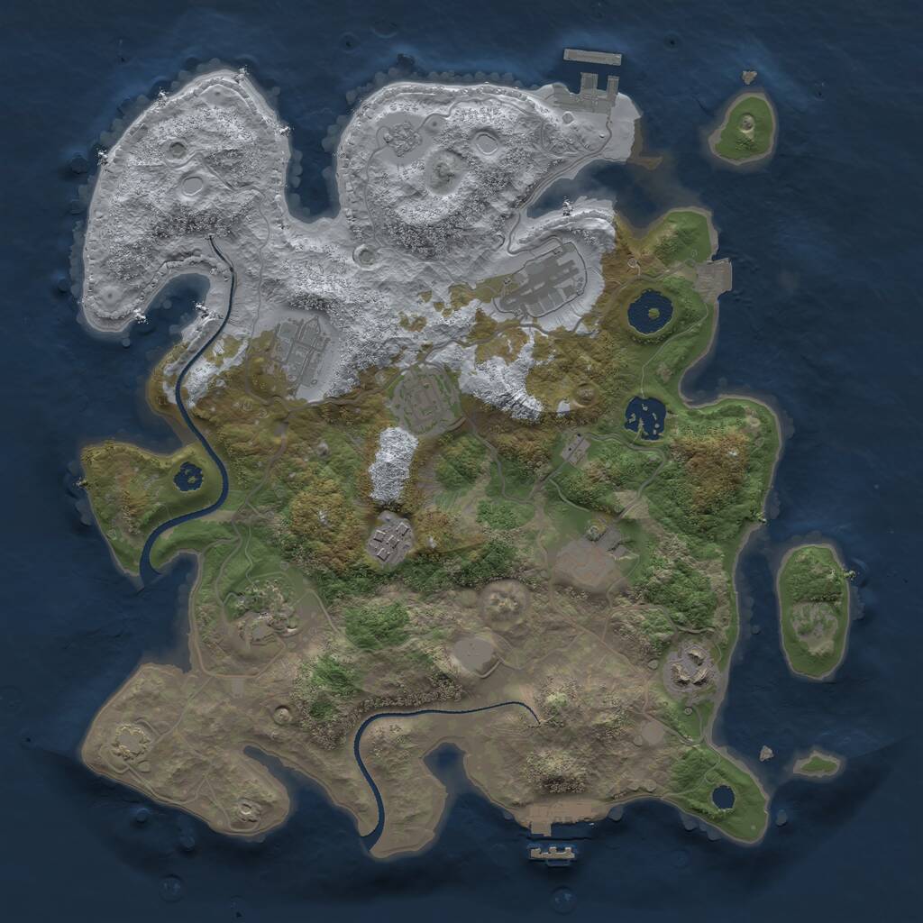 Rust Map: Procedural Map, Size: 3250, Seed: 1080794126, 13 Monuments
