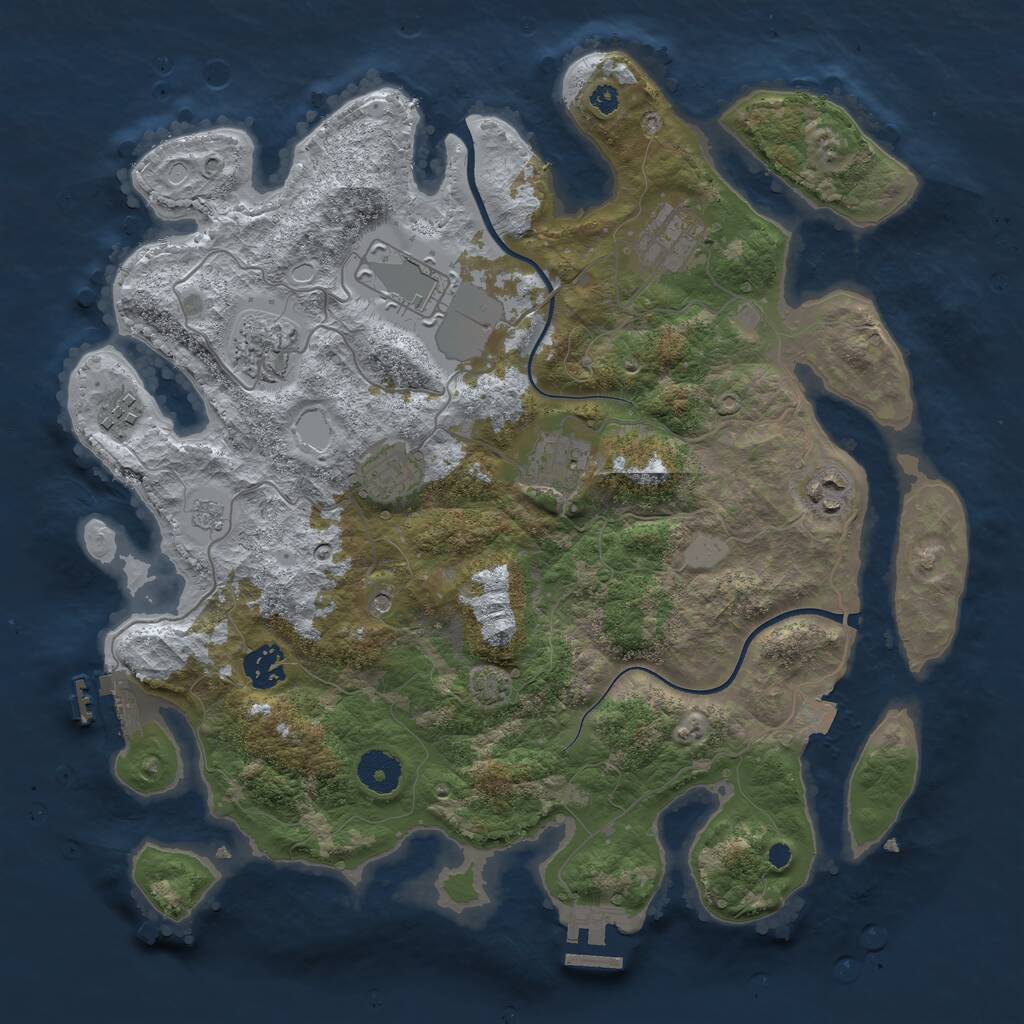 Rust Map: Procedural Map, Size: 3600, Seed: 281124, 14 Monuments