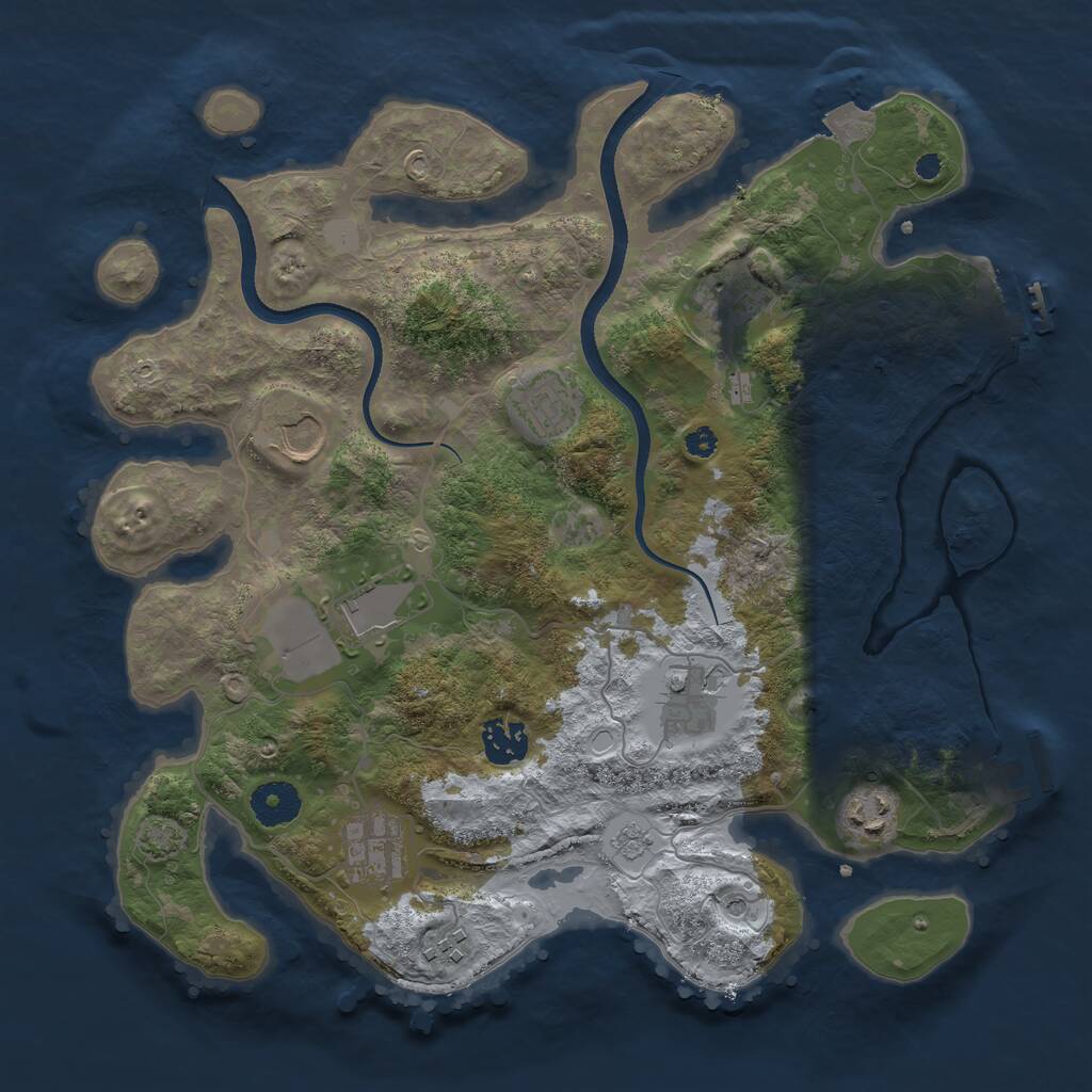 Rust Map: Procedural Map, Size: 3500, Seed: 1336974697, 15 Monuments