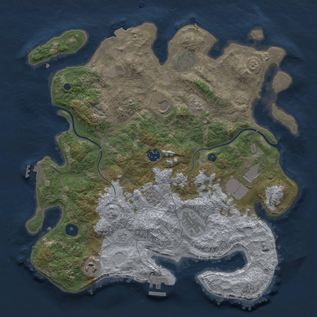 Rust Map: Procedural Map, Size: 3750, Seed: 10421254, 12 Monuments