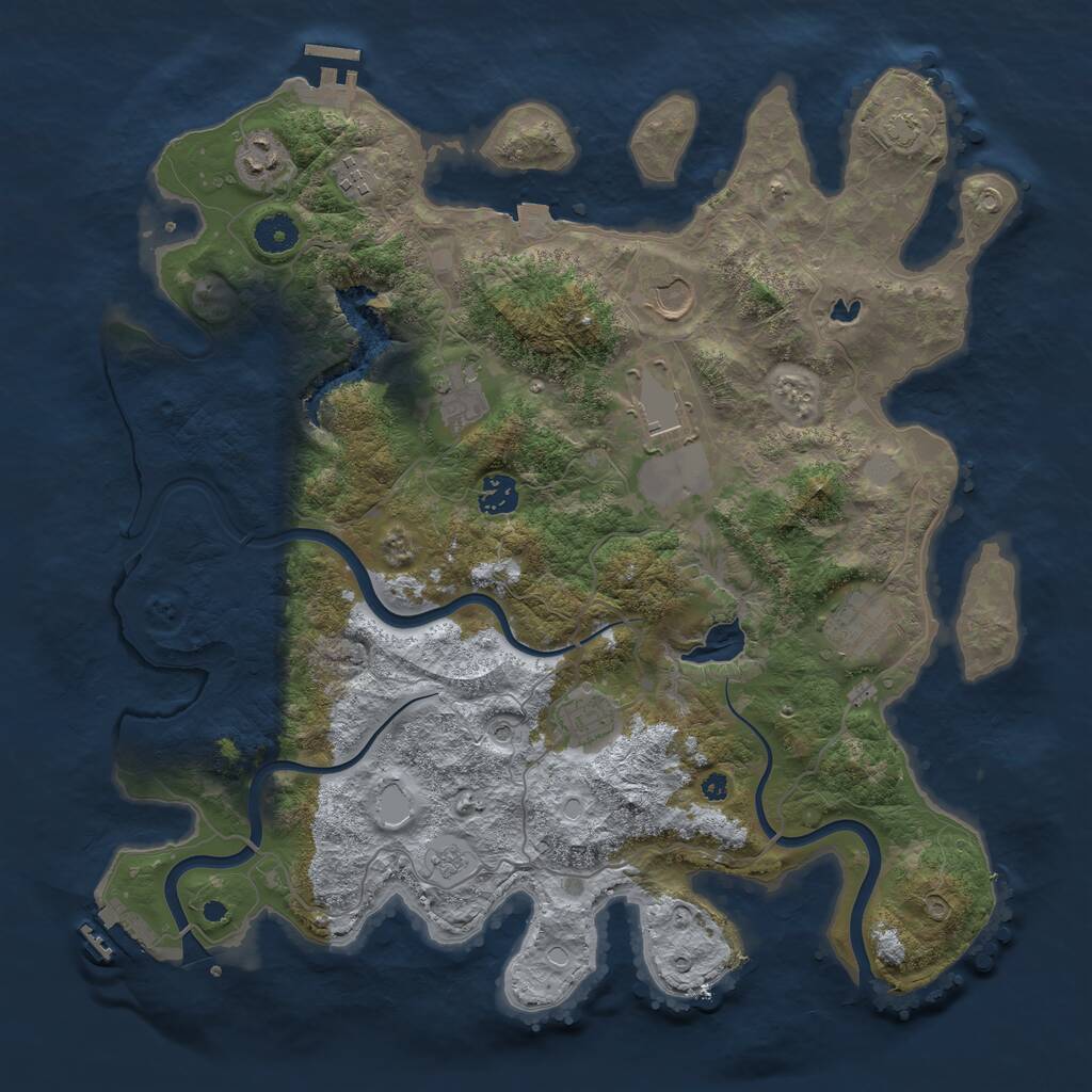 Rust Map: Procedural Map, Size: 4000, Seed: 874139626, 14 Monuments