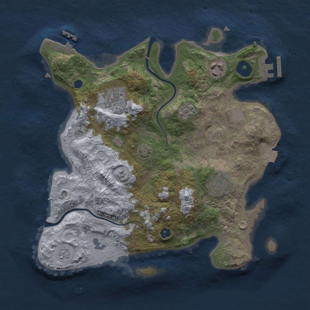 Rust Map: Procedural Map, Size: 3000, Seed: 87225, 10 Monuments