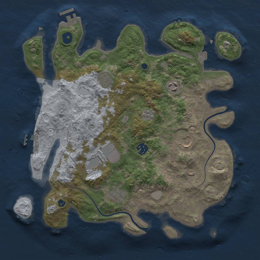 Rust Map: Procedural Map, Size: 3500, Seed: 1524182624, 13 Monuments