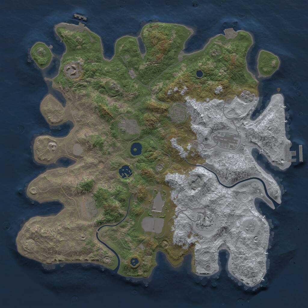 Rust Map: Procedural Map, Size: 3700, Seed: 1881072619, 15 Monuments