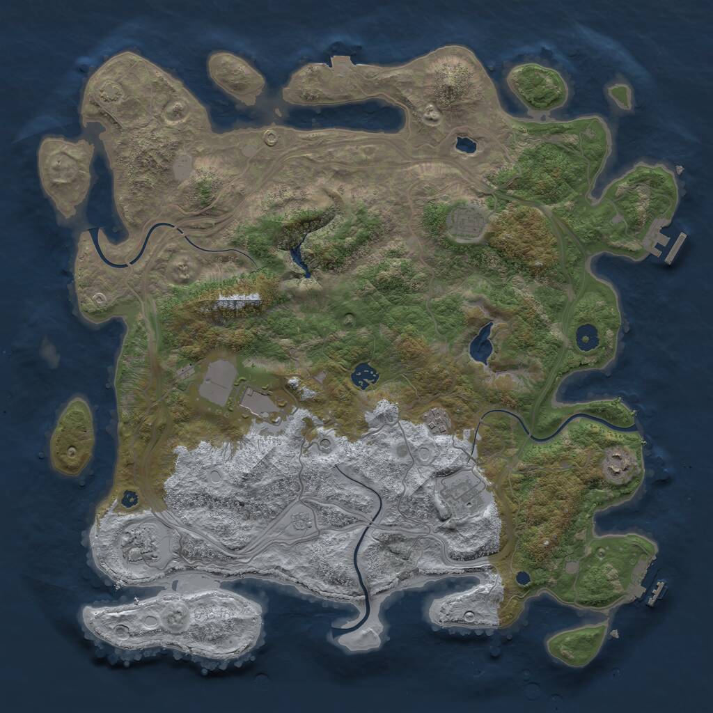 Rust Map: Procedural Map, Size: 4250, Seed: 714137547, 13 Monuments