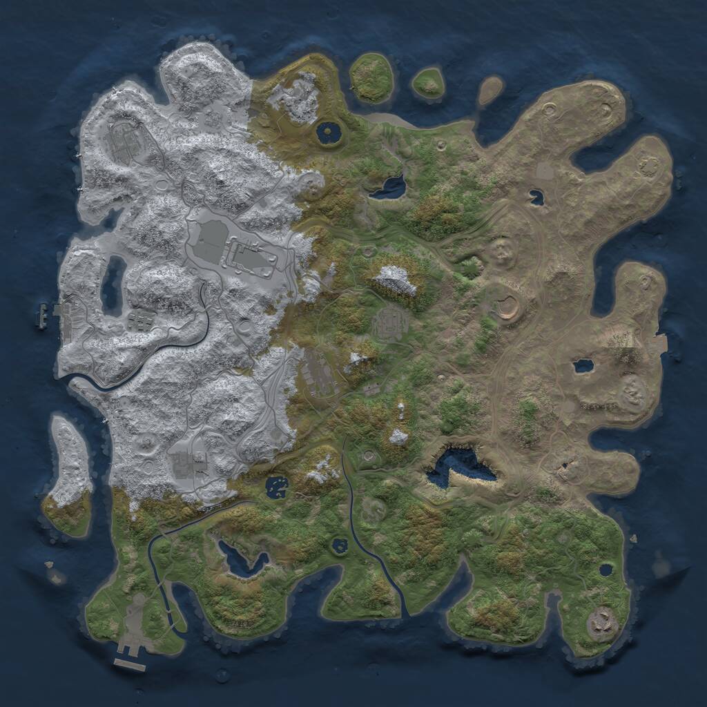 Rust Map: Procedural Map, Size: 4500, Seed: 1292306243, 16 Monuments