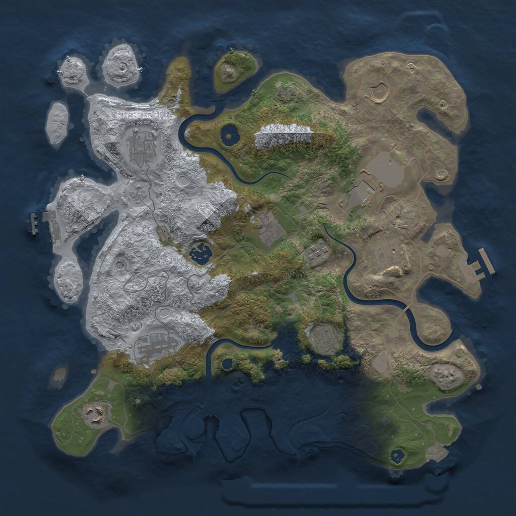 Rust Map: Procedural Map, Size: 3750, Seed: 1117438955, 16 Monuments
